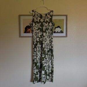 Manuhealii Olive and Cream Patterned Jumpsuit